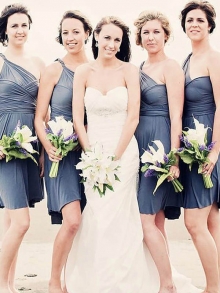 A-Line/Princess Chiffon One-Shoulder Sleeveless Short/Mini Bridesmaid Dresses