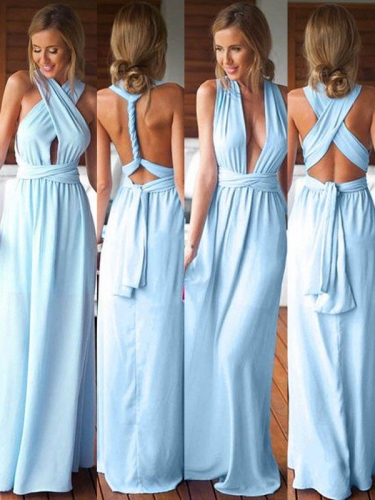 A-Line/Princess Sleeveless Chiffon Floor-Length Bridesmaid Dresses