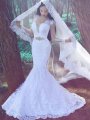 Trumpet/Mermaid Applique Sweetheart Long Sleeves Lace Court Train Wedding Dresses