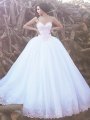 Ball Gown Sleeveless Sweetheart Sweep/Brush Train Organza Wedding Dresses