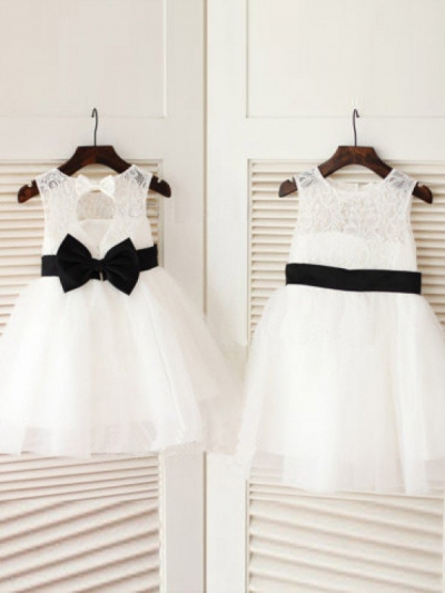 A-line/Princess Scoop Sleeveless Bowknot Long Tulle Dresses [XYHOT003B3]