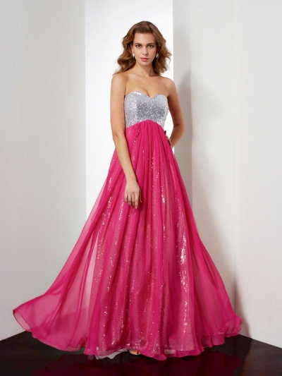 A-Line/Princess Sleeveless Beading Sweetheart Long Chiffon Dresses [40189]