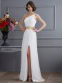 A-Line/Princess One-Shoulder Sleeveless Ruched Long Chiffon Dresses