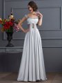 A-Line/Princess Off the Shoulder Sleeveless Pleats Long Elastic Woven Satin Dresses