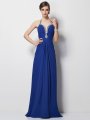 A-Line/Princess Halter Sleeveless Beading Long Chiffon Dresses