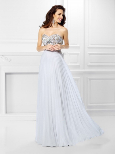 Empire Sweetheart Beading Sleeveless Long Chiffon Dresses [50069]