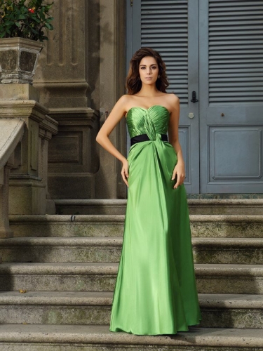 A-Line/Princess Sweetheart Sleeveless Long Silk like Satin Bridesmaid Dresses