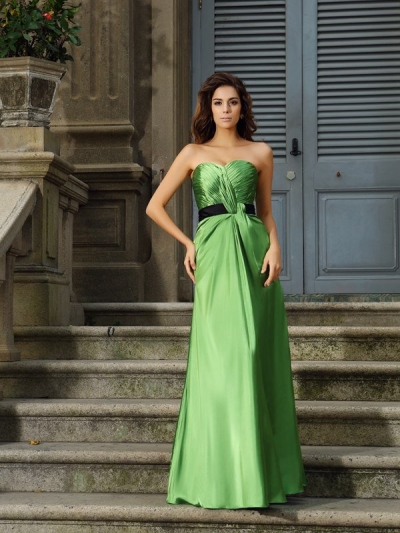 A-Line/Princess Sweetheart Sleeveless Long Silk like Satin Bridesmaid Dresses