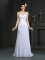 Trumpet/Mermaid Straps Beading Sleeveless Long Chiffon Wedding Dresses