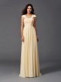 A-Line/Princess Straps Ruffles Sleeveless Long Chiffon Bridesmaid Dresses