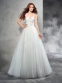 A-Line/Princess Sweetheart Beading Sleeveless Long Net Wedding Dresses