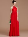 A-Line/Princess Halter Sleeveless Lace Floor-Length Chiffon Bridesmaid Dresses