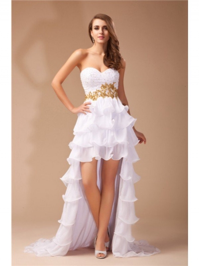 A-Line/Princess Sweetheart Sleeveless High Low Beading Chiffon Dresses [N13ZYDRESS90]