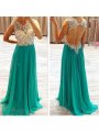 A-Line/Princess Sleeveless Beading Chiffon Sweep/Brush Train Dresses