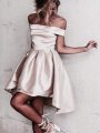 A-Line/Princess Sleeveless Off-the-Shoulder Satin Short/Mini Dresses