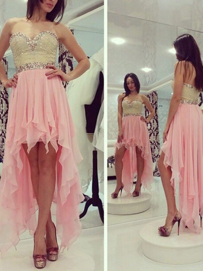 A-Line/Princess Sleeveless Sweetheart Beading Chiffon Asymmetrical Dresses [PO16033PO699]