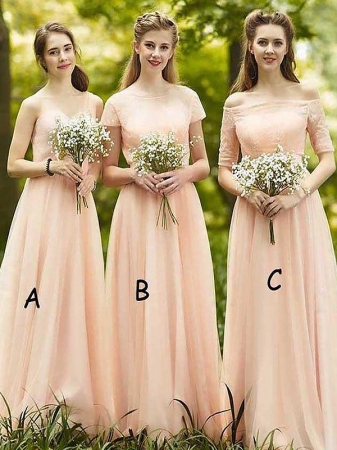 A-Line/Princess Chiffon Sleeveless Floor-Length Bridesmaid Dresses