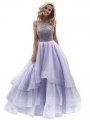 Ball Gown Scoop Sleeveless Floor-Length Beading Organza Dresses