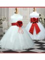 A-line/Princess Scoop Sleeveless Hand-made Flower Long Organza Flower Girl Dresses