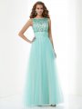 A-Line/Princess Bateau Sleeveless Beading Long Elastic Woven Satin Dresses