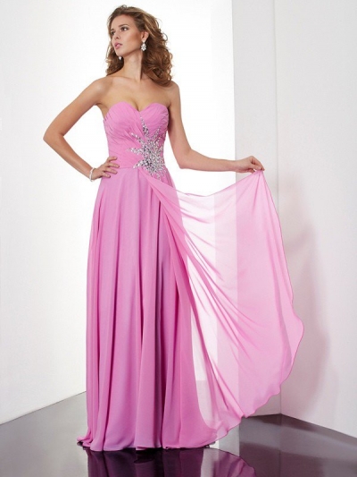 A-Line/Princess Sweetheart Sleeveless Ruched Long Chiffon Dresses [40306]