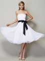 A-Line/Princess Strapless Sleeveless Sash/Ribbon/Belt Short Chiffon Bridesmaid Dresses