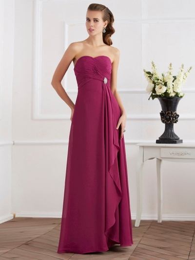 Sheath/Column Sweetheart Sleeveless Long Chiffon Dresses [40353]