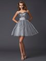 A-Line/Princess Spaghetti Straps Sleeveless Short Organza Homecoming Dresses