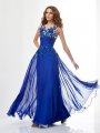 A-Line/Princess High Neck Sleeveless Beading Long Chiffon Dresses