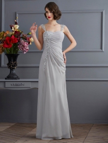 Trumpet/Mermaid Straps Sleeveless Beading Long Chiffon Dresses