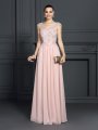 A-Line/Princess Straps Applique Sleeveless Long Chiffon Dresses