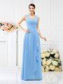 Sheath/Column V-neck Beading Sleeveless Long Chiffon Bridesmaid Dresses