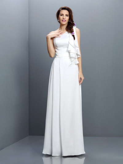 A-Line/Princess One-Shoulder Ruffles Sleeveless Long Chiffon Bridesmaid Dresses [50593]