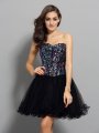 A-Line/Princess Sweetheart Ruffles Sleeveless Short Net Cocktail Dresses