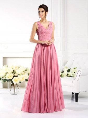 A-Line/Princess Sweetheart Pleats Sleeveless Long Chiffon Mother of the Bride Dresses