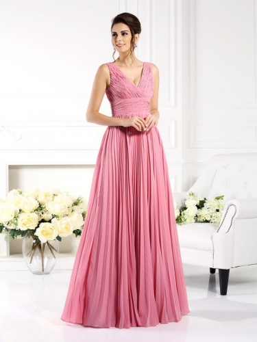 A-Line/Princess Sweetheart Pleats Sleeveless Long Chiffon Mother of the Bride Dresses