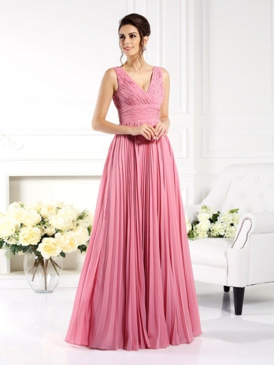 A-Line/Princess Sweetheart Pleats Sleeveless Long Chiffon Mother of the Bride Dresses [50857]