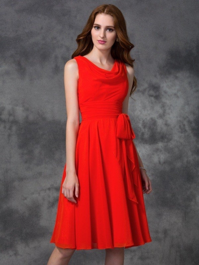 A-line/Princess Scoop Ruffles Sleeveless Short Chiffon Bridesmaid Dresses [60006]