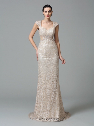 Sheath/Column Straps Sleeveless Long Lace Dresses [60438]