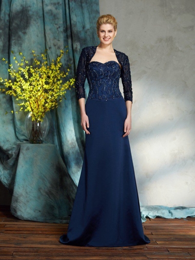 Sheath/Column Sweetheart Sequin Sleeveless Long Satin Mother of the Bride Dresses [60535]