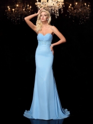 Trumpet/Mermaid Sweetheart Rhinestone Sleeveless Long Chiffon Dresses