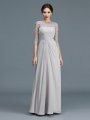 A-Line/Princess Scoop 3/4 Sleeves Chiffon Ruffles Floor-Length Mother of the Bride Dresses