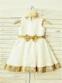 A-line/Princess Scoop Sleeveless Sequin Tea-Length Satin Flower Girl Dresses