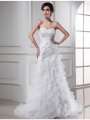 Trumpet/Mermaid Beading Sweetheart Sleeveless Applique Organza Wedding Dresses