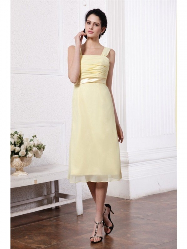 Sheath/Column Straps Sleeveless Sash Pleats Short Chiffon Bridesmaid Dresses