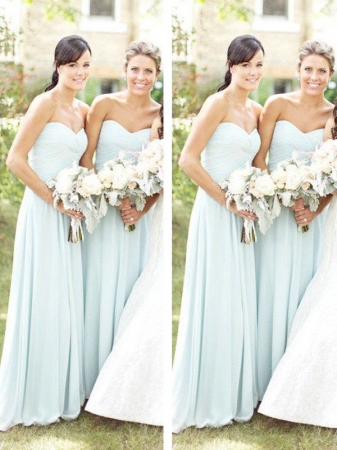 A-Line/Princess Sleeveless Sweetheart Floor-Length Chiffon Bridesmaid Dresses