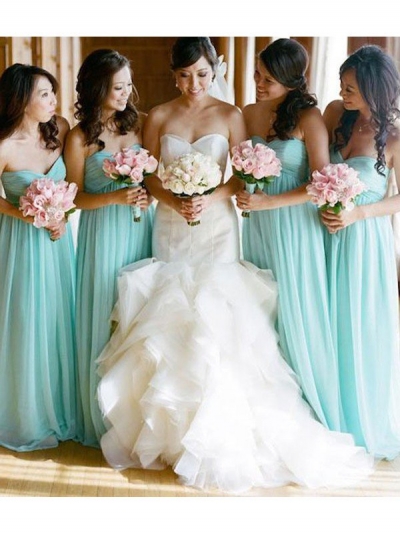 A-Line/Princess Sleeveless Sweetheart Floor-Length Chiffon Bridesmaid Dresses [PO16033PO613]