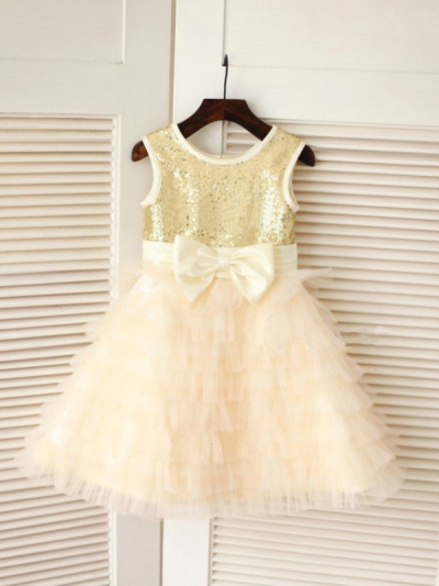 A-line/Princess Scoop Sleeveless Bowknot Long Tulle Dresses [XYCMN08B3]