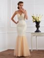 Trumpet/Mermaid Straps Sleeveless Beading Long Net Dresses