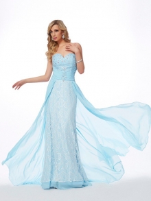 A-Line/Princess Sweetheart Sleeveless Long Beading Chiffon Dresses